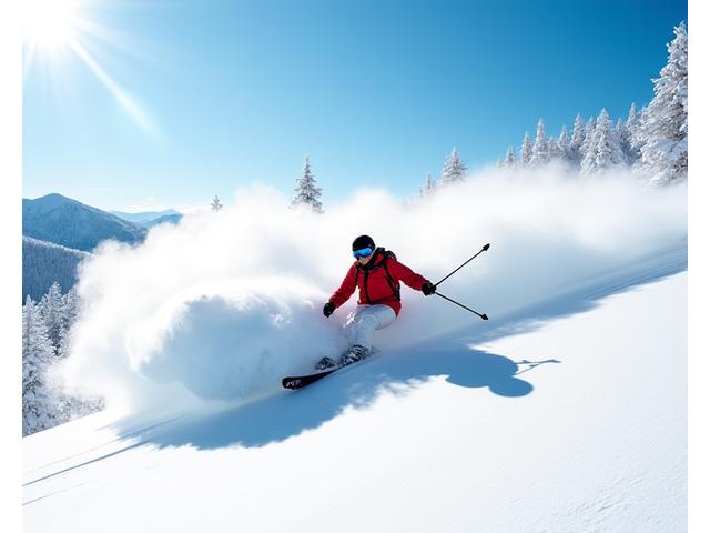 ニセコのパウダー雪を滑走するスキーヤー